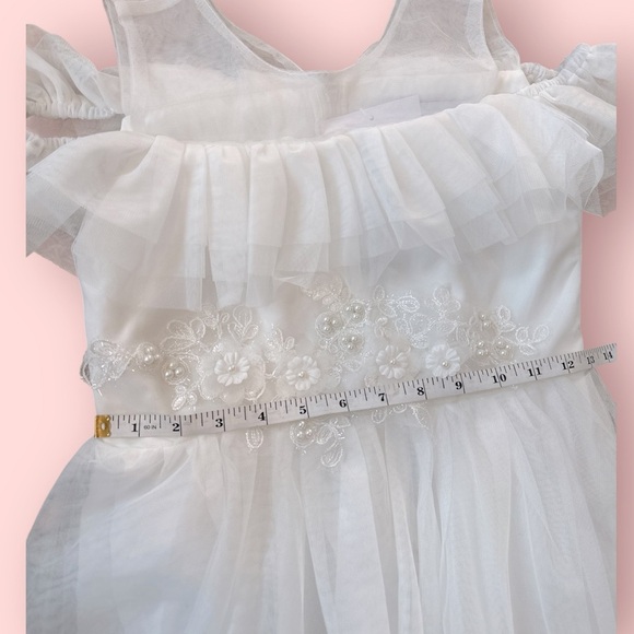 Alisa & Leo White Maxi Dress 11/12 – 3-Layer Tulle, Floral Appliqué, NWT - Picture 12 of 13